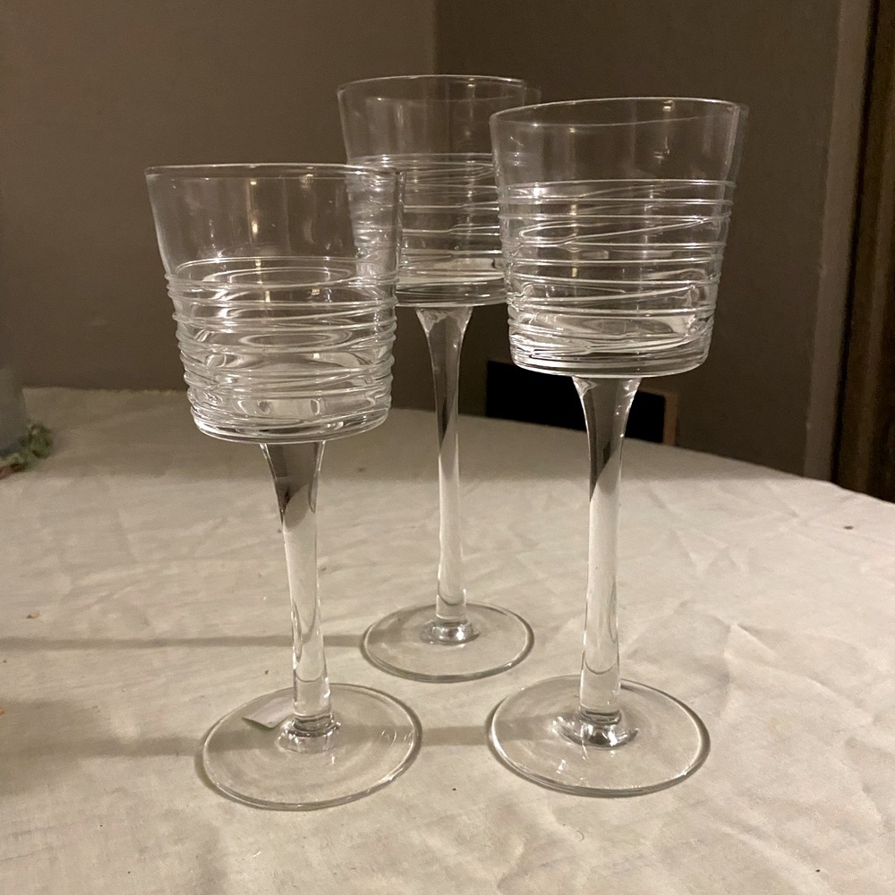 PartyLite Clear lines Stemmed Trio Votive Holders